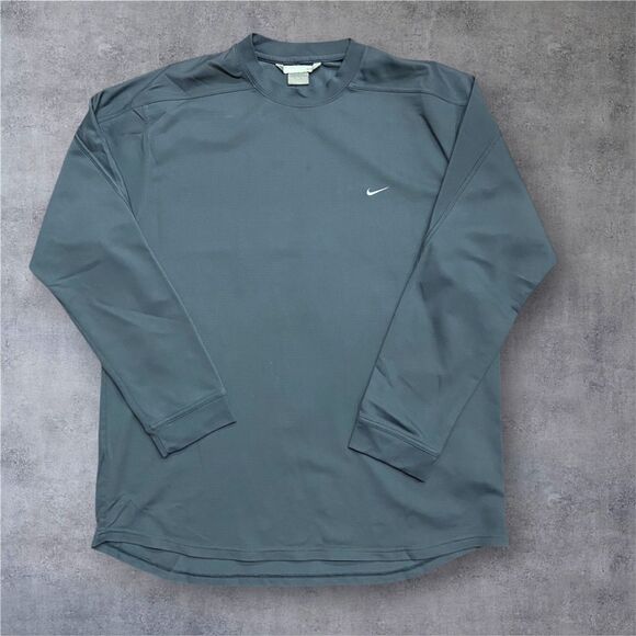 Nike Athletic Vintage Y2K Dark Gray L/S Polyester Top Running Men's Size XXL - Picture 1 of 7